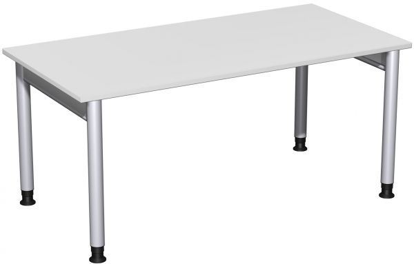 Schreibtisch, höhenverstellbar, 160x80cm, Lichtgrau / Silber