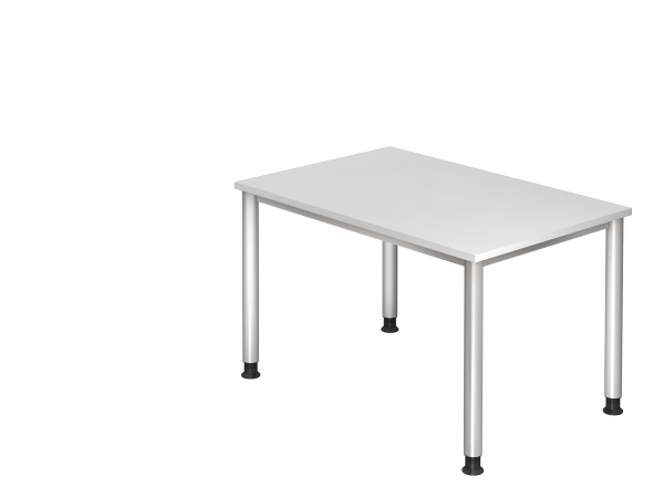 Schreibtisch HS12 4-Fuß rund 120x80cm Weiß Gestellfarbe: Silber
