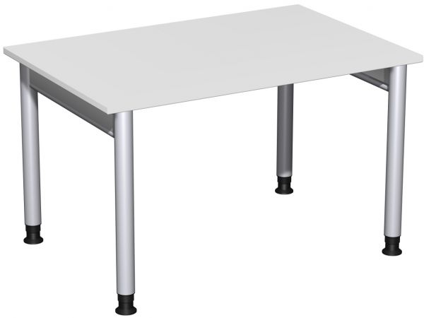 Schreibtisch, höhenverstellbar, 120x80cm, Lichtgrau / Silber