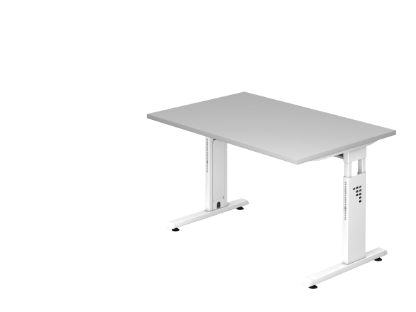 Schreibtisch OS12 C-Fuß 120x80cm Grau Gestellfarbe: Weiß