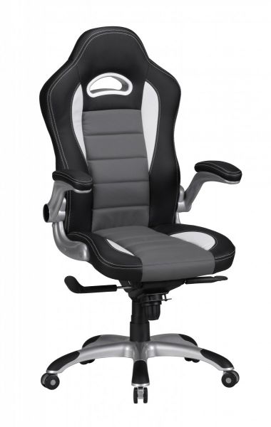 RACING Bürostuhl, Schreibtischstuhl, Chefsessel, Kunstleder Schwarz