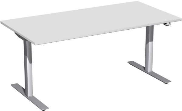 Elektro-Hubtisch, höhenverstellbar, 160x80cm, Lichtgrau / Silber