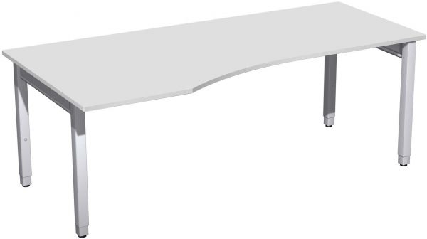 PC-Schreibtisch links höhenverstellbar, 200x100x68-86cm, Lichtgrau / Silber