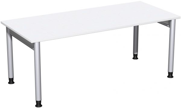 Schreibtisch, höhenverstellbar, 180x80cm, Weiß / Silber