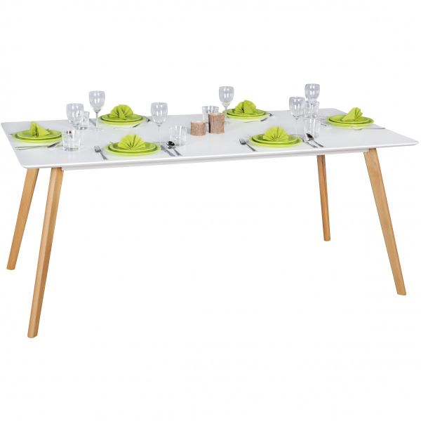 Esszimmertisch SCANIO 180 x 76 x 90 cm MDF Holz Esstisch mit Tischplatte in weiß Design Küchentisch
