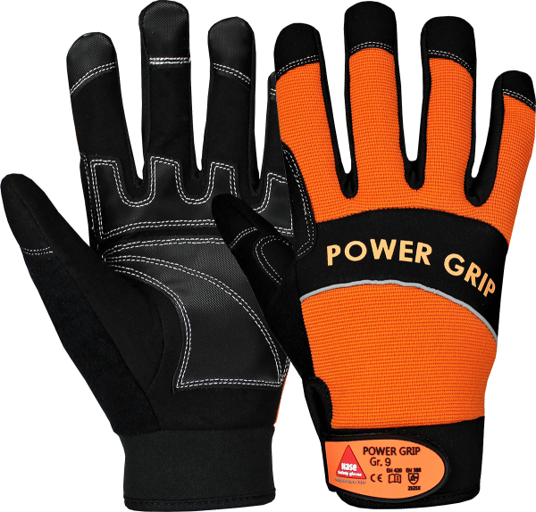 10 Paar - POWER GRIP schwarz / orange, 5 Finger -Handschuhe Neoprene