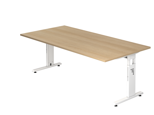 Schreibtisch OS2E C-Fuß 200x100cm Eiche Gestellfarbe: Weiß