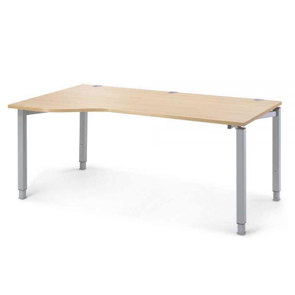 Schreibtisch Freiform CONCEPT MODUL 180x100/80x68-82 cm, Buche / Alusilber