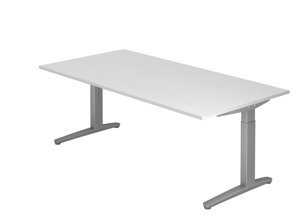 Schreibtisch C-Fuß 200x100cm Weiß Silber