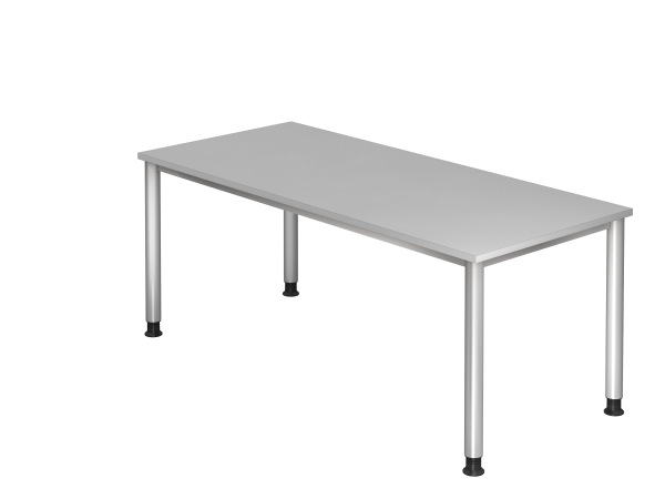 Schreibtisch HS19 4-Fuß rund 180x80cm Grau Gestellfarbe: Silber