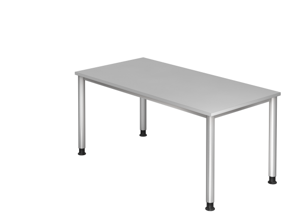 Schreibtisch HS16 4-Fuß rund 160x80cm Grau Gestellfarbe: Silber