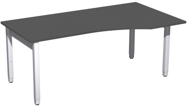 PC-Schreibtisch rechts höhenverstellbar, 180x100x68-86cm, Graphit / Silber