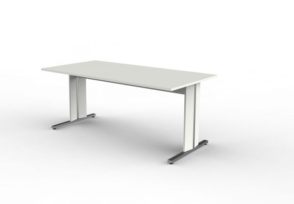 Schreibtisch Enter, 180x80x75 cm, C-Fuß Gestell, Weiß