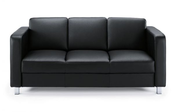 Sofa 3-Sitzer Arezzo Echtleder, schwarz