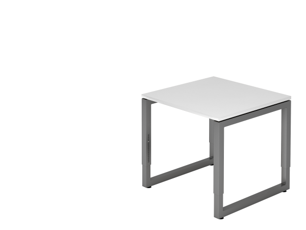 Schreibtisch O-Fuß eckig 80x80cm Weiß / Graphit
