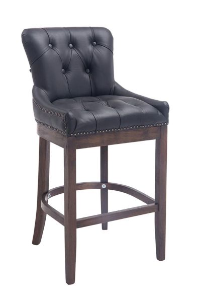 Barhocker Buckingham Echtleder, Antik, schwarz