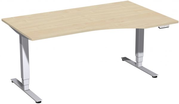 Elektro-Hubtisch rechts, höhenverstellbar, 160x100cm, Ahorn / Silber