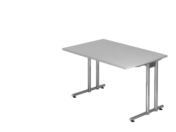 Schreibtisch NS12 C-Fuß 120x80cm Grau Gestellfarbe: Chrom