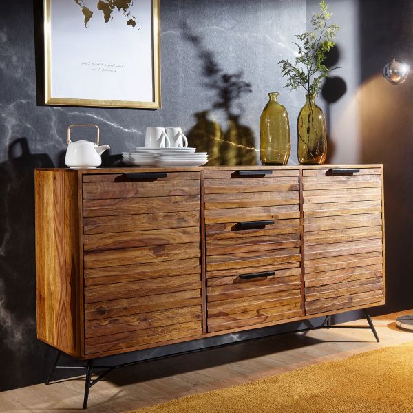 Design Sideboard NISHAN 160 x 40 x 88 cm Sheesham Massiv Holz