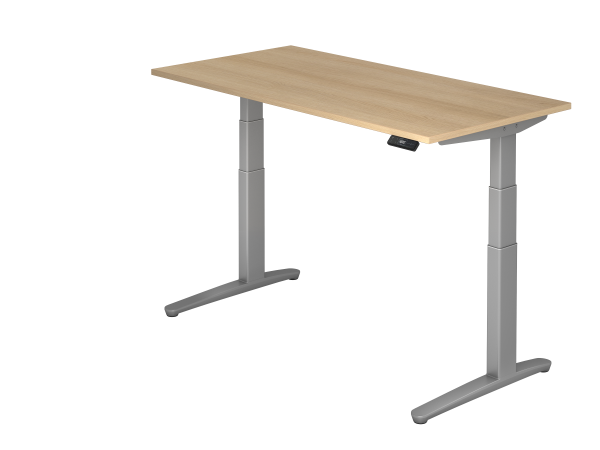 Sitz-Steh-Schreibtisch elektrisch 160x80cm Eiche Silber