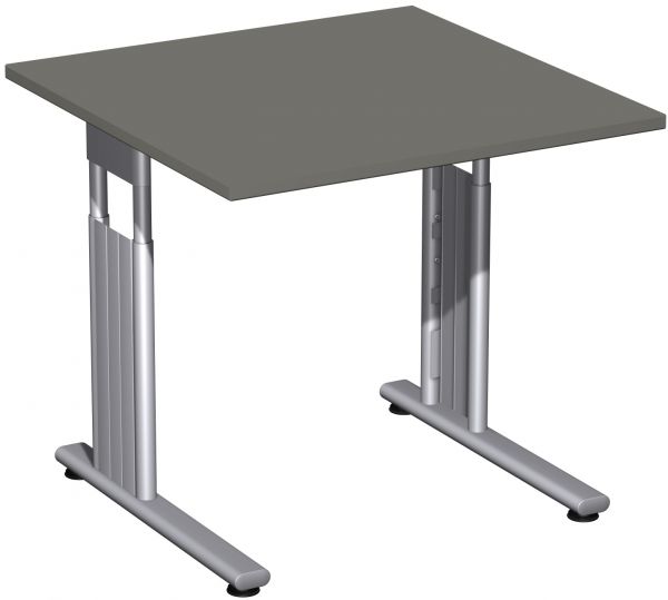Schreibtisch, höhenverstellbar, 80x80cm, Graphit / Silber
