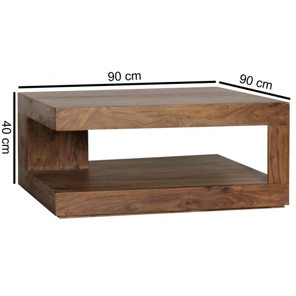 Couchtisch MUMBAI Massiv-Holz Sheesham 90 cm breit Design Wohnzimmer-Tisch dunkel-braun Landhaus-Sti