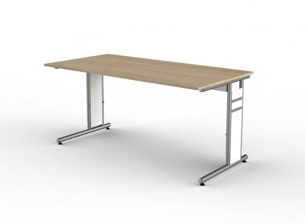 Schreibtisch Form4, 160x80x68-82 cm, C-Fuß Gestell, Eiche