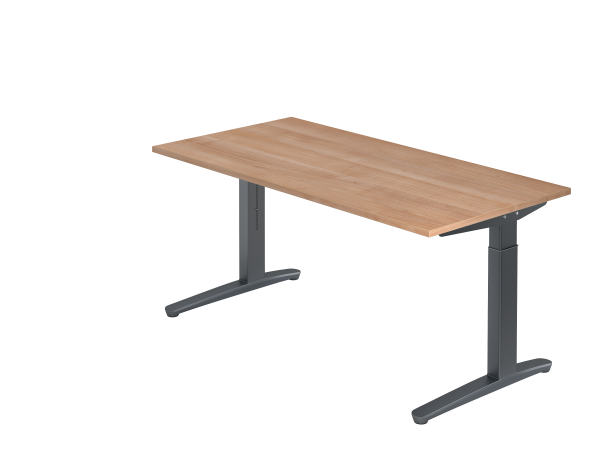 Schreibtisch, C-Fuß, 160x80cm Nussbaum / Graphit