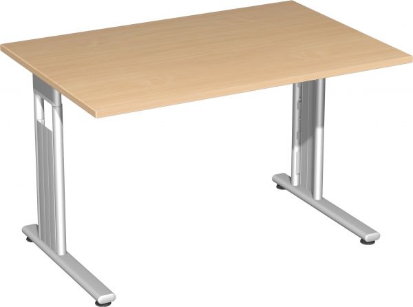 Schreibtisch, 120x80cm, Buche / Silber