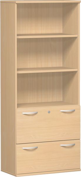 Modulschrank 1. + 2. OH Hängeregistratur, 3. - 5. OH Regal, 80x42x192cm, Buche