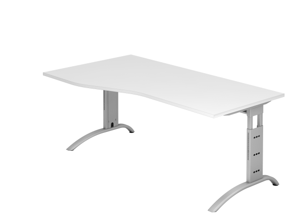 Schreibtisch FS18 C-Fuß 180x100 / 80cm Weiß Gestellfarbe: Silber