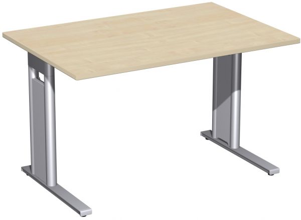 Schreibtisch, 120x80cm, Ahorn / Silber