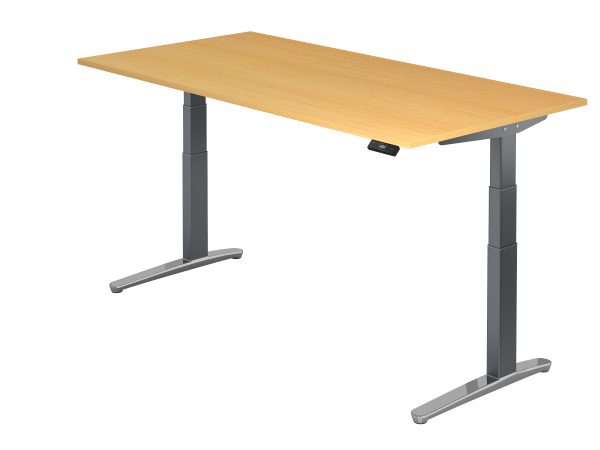 Sitz-Steh-Schreibtisch elektrisch 200x100cm Buche Graphit