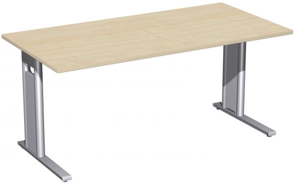 Schreibtisch, 160x80cm, Ahorn / Silber