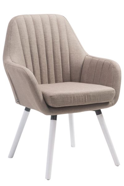 Stuhl Florian weiß Stoff, taupe