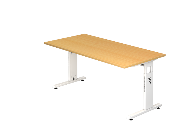 Schreibtisch OS16 C-Fuß 160x80cm Buche Gestellfarbe: Weiß