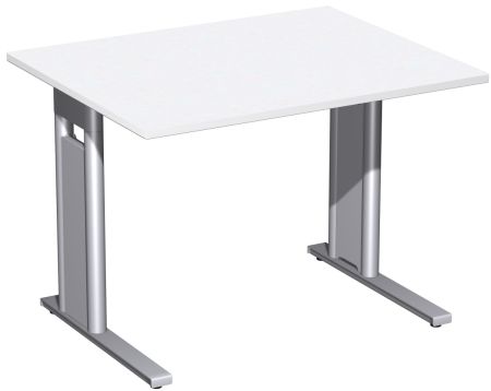 Schreibtisch, 100x80cm, Weiß / Silber