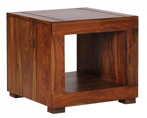 Sheesham Couchtisch, Wohnzimmer-Tisch, 50 cm breit, Massiv-Holz, Dunkel-Braun