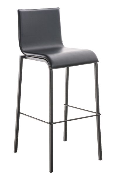 Barhocker Avola Leder Flach B78, schwarz