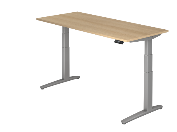 Sitz-Steh-Schreibtisch elektrisch 180x80cm Eiche Silber