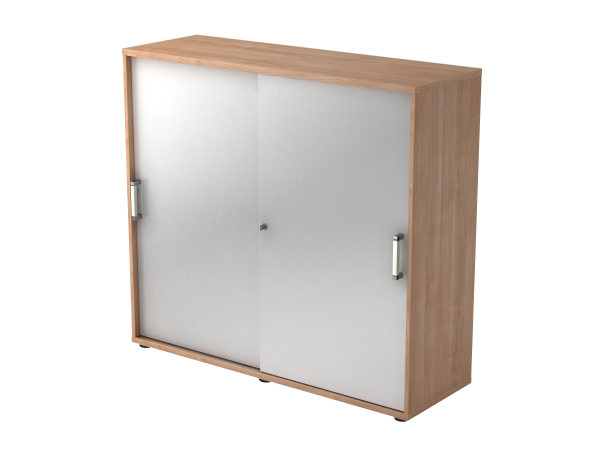 Schiebetürschrank 3 Ordnerhöhen, 120cm CE Nussbaum / Silber