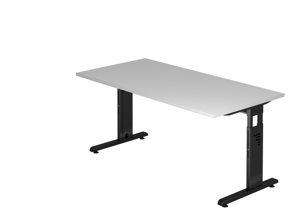 Schreibtisch OS16 C-Fuß 160x80cm Grau Gestellfarbe: Schwarz