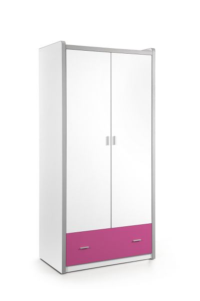 Kleiderschrank 2-trg. Bonny, Weiß Fuchsia