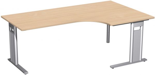 PC-Schreibtisch rechts, 200x120cm, Buche / Silber