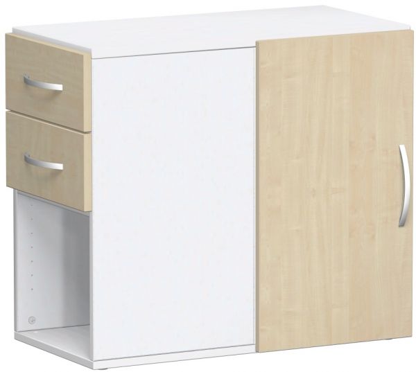 Anstell-Schrank mit Schubkästen, 42x82x72cm, Ahorn Weiß