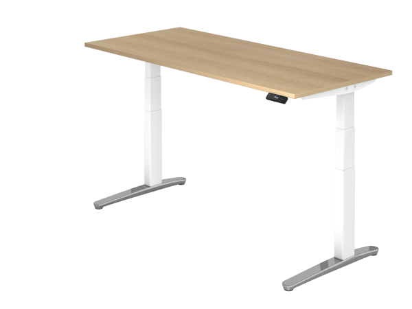 Sitz-Steh-Schreibtisch elektrisch 180x80cm Eiche Weiß