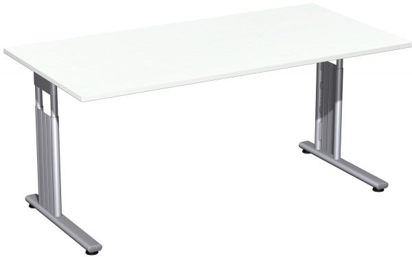 Schreibtisch, 160x80cm, Weiß / Silber