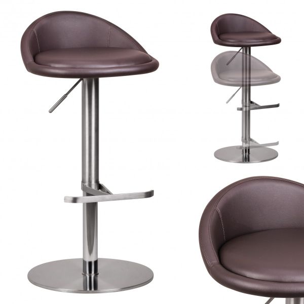 Barhocker aus Edelstahl, verstellbar, Braun