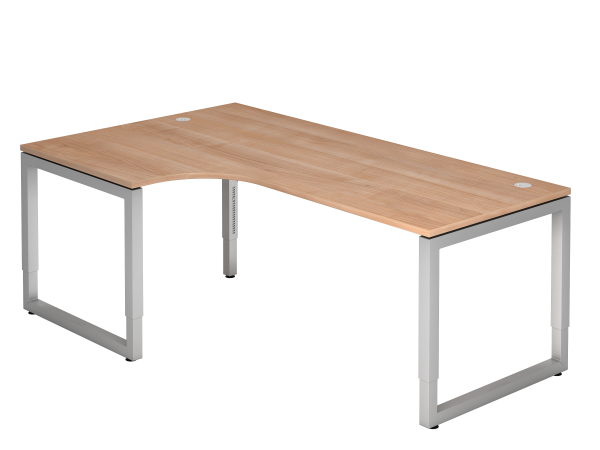 Winkeltisch RS82 O-Fuß eckig 200x120cm 90° Nussbaum Gestellfarbe: Silber