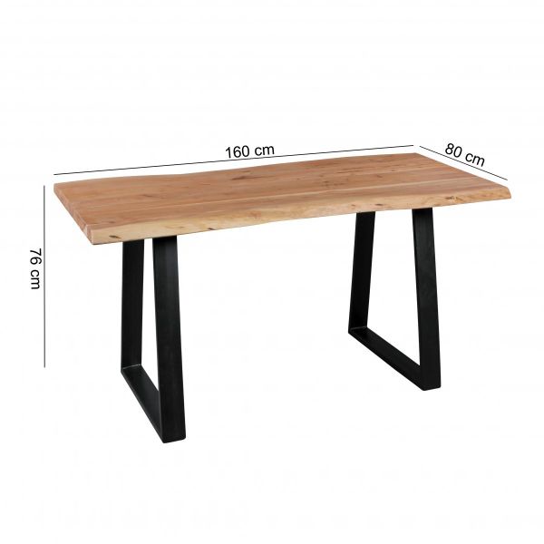 Baumstamm Esszimmertisch, Esstisch, Küchentisch, Massivholz Akazie, 160x80cm